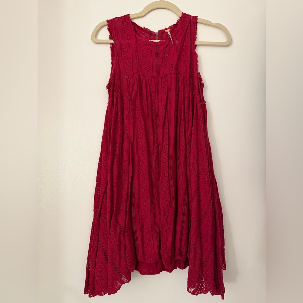 Free People Burgundy Lace Detail Dress